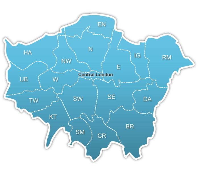 greater london map with location links for offices for let